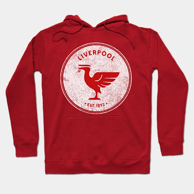 Liverpool Liverbird Big Vintage Retro Red Hoodie