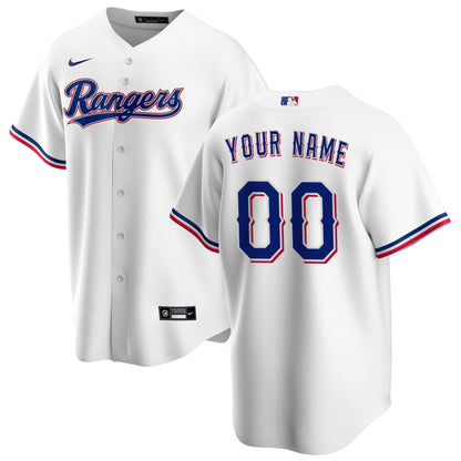 Texas Rangers Home Replica Custom Jersey - White