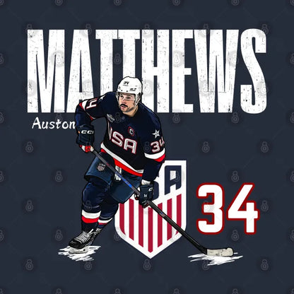 Usa Auston Matthews #34 Hockey Cartoon-Khaa3401 Hoodie