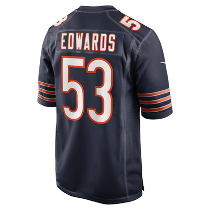 TJ Edwards Chicago Bears Game Player Jersey - Navy