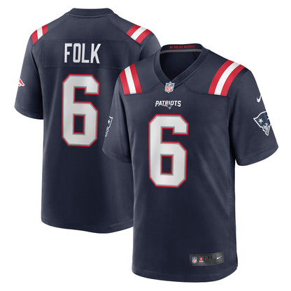 Nick Folk New England Patriots Game Jersey - Navy