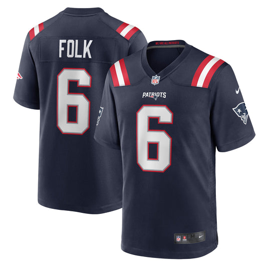 Nick Folk New England Patriots Game Jersey - Navy