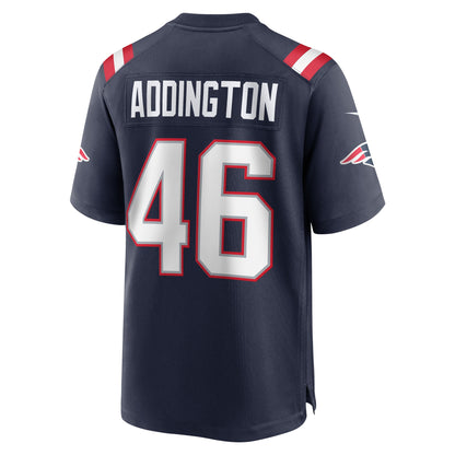 Tucker Addington New England Patriots Home Game Player Jersey - Navy