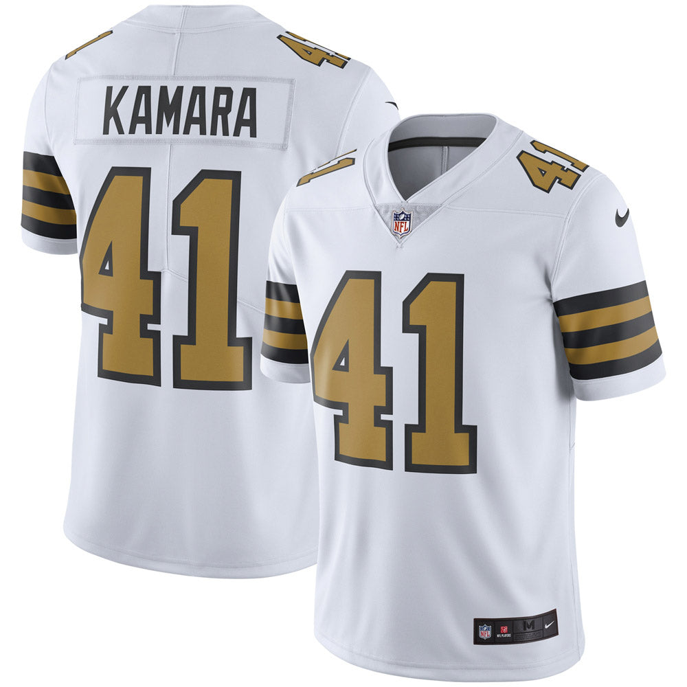 Men's New Orleans Saints Alvin Kamara Vapor Untouchable Rush Limited Player Jersey- White