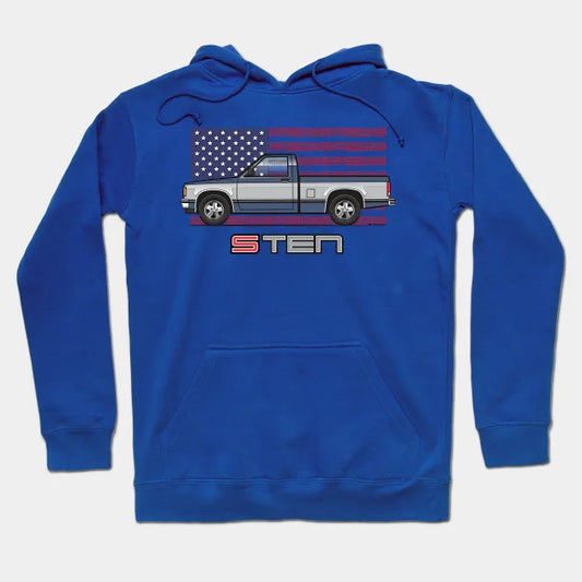 Usa Blue Grey N Silver Hoodie