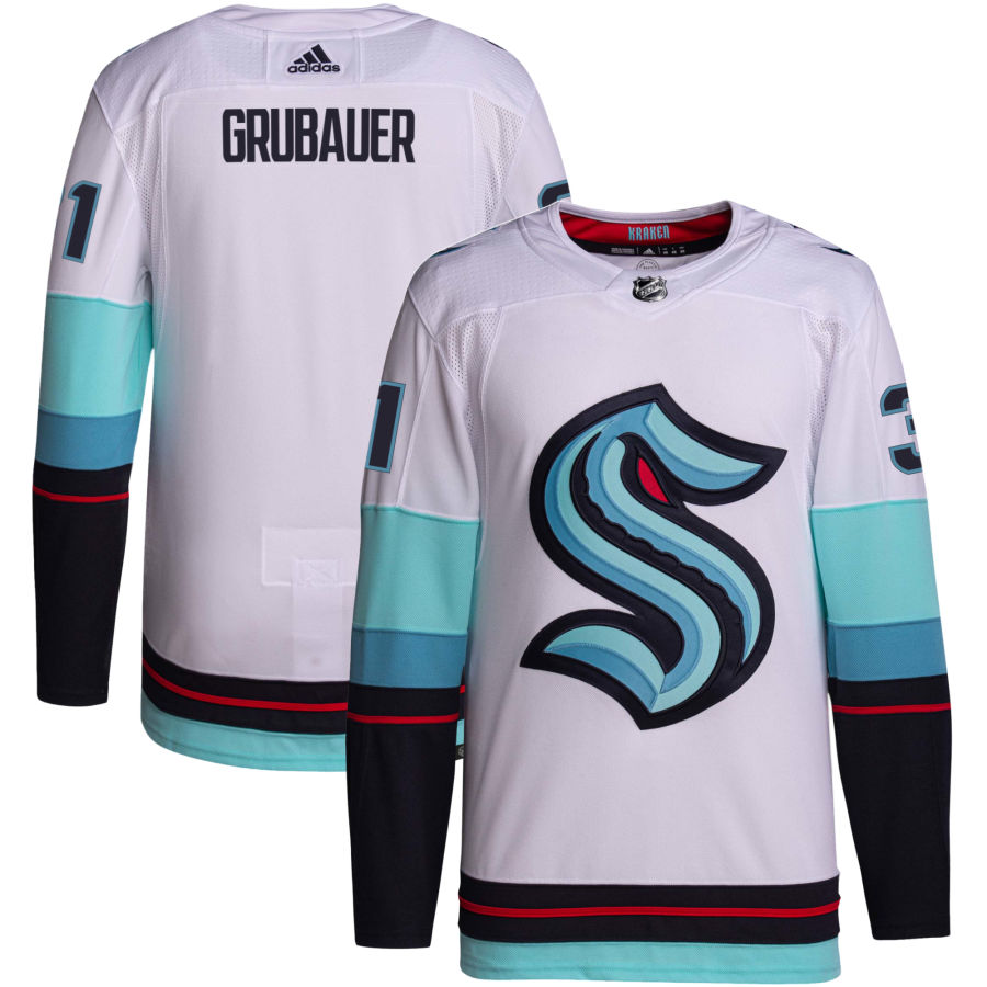 Philipp Grubauer Seattle Kraken Away Primegreen Authentic Jersey - White