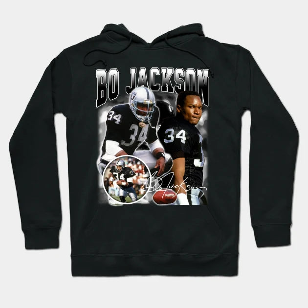 Bo Jackson Bo Knows Signature Vintage Legend Baseball Football Bootleg Rap Graphic Style Hoodie