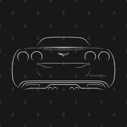 Chevrolet Corvette C6 - Rear Stencil, White T-Shirt