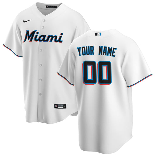 Miami Marlins Youth Home Replica Custom Jersey - White