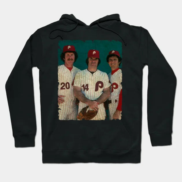 Mike Schmidt, Pete Rose, And Larry Bowa In Philadelphia Phillies Hoodie