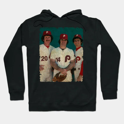 Mike Schmidt, Pete Rose, And Larry Bowa In Philadelphia Phillies Hoodie