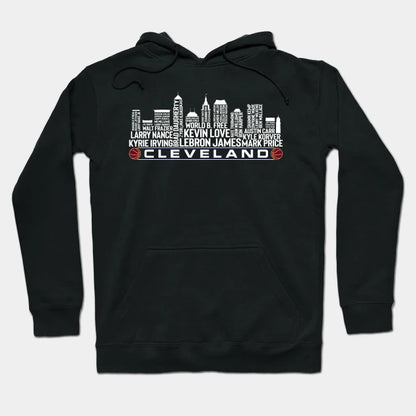 Cleveland Basketball Team All Time Legends, Cleveland City Skyline Hoodie
