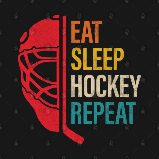 Eat Sleep Hockey Repeat Funny Boys Hockey Player Vintage T-Shirt