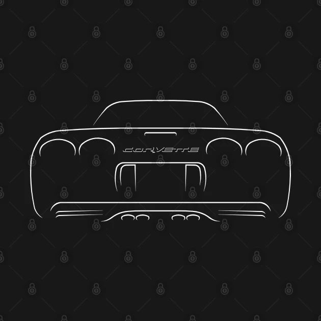 Chevrolet Corvette C5 Z06 - Rear Stencil, White T-Shirt