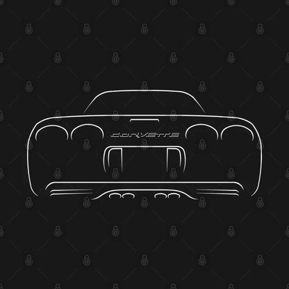 Chevrolet Corvette C5 Z06 - Rear Stencil, White T-Shirt