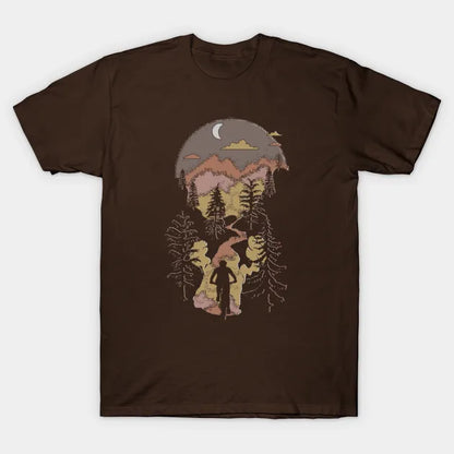 Mountain Biking Moon Bliss Trail Bike Rider Silhouette Browns T-Shirt
