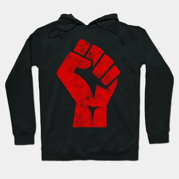 Big Red Raised Fist Salute Of Unity Solidarity Resistance Hoodie