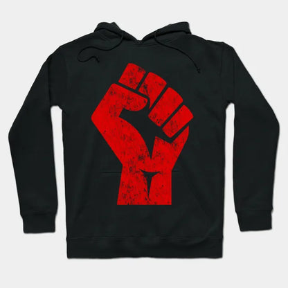Big Red Raised Fist Salute Of Unity Solidarity Resistance Hoodie
