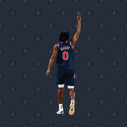 Tyrese Maxey Back Celebration Blue Qiangy T-Shirt