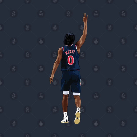 Tyrese Maxey Back Celebration Blue Qiangy T-Shirt