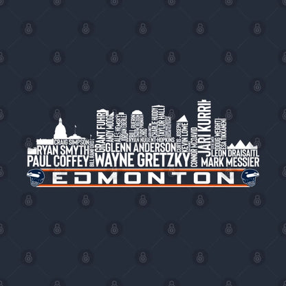 Edmonton Hockey Team All Time Legends, Edmonton City Skyline T-Shirt