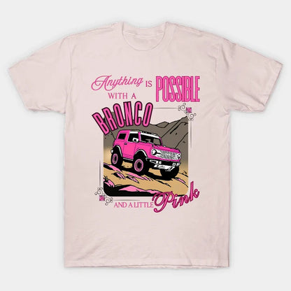 With A Bronco And Pink T-Shirt