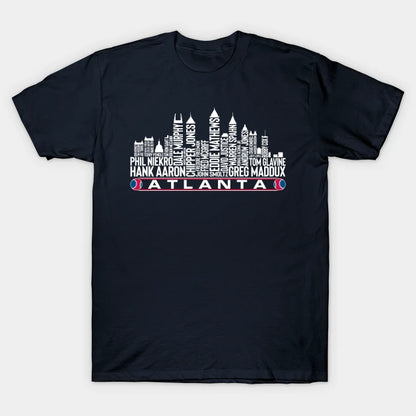 Atlanta Baseball Team All Time Legends, Atlanta City Skyline T-Shirt