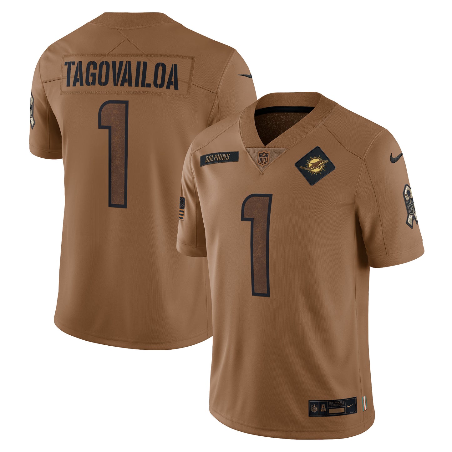 Tua Tagovailoa Miami Dolphins 2023 Salute To Service Limited Jersey - Brown