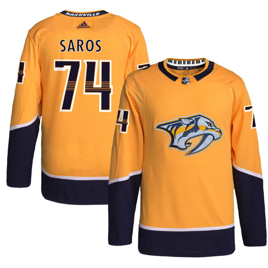 Juuse Saros Nashville Predators Home Primegreen Authentic Pro Jersey - Gold