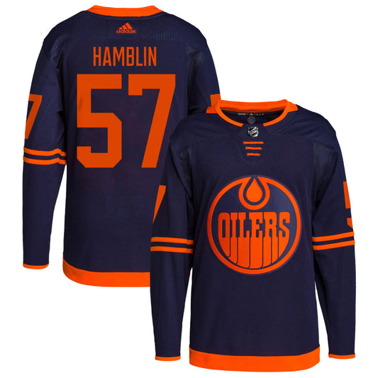 James Hamblin Edmonton Oilers Alternate Primegreen Authentic Pro Jersey - Navy