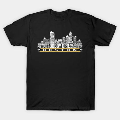 Boston Hockey Team All Time Legends, Boston City Skyline T-Shirt