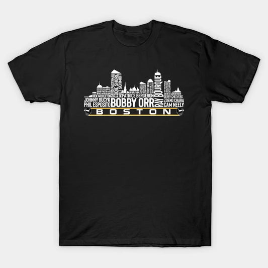 Boston Hockey Team All Time Legends, Boston City Skyline T-Shirt