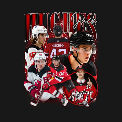 Jack Hughes Hockey Retro Bootleg Retro Bootleg Hoodie