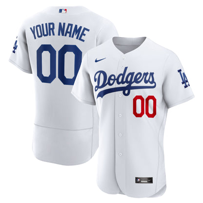 Los Angeles Dodgers Home Authentic Custom Patch Jersey - White