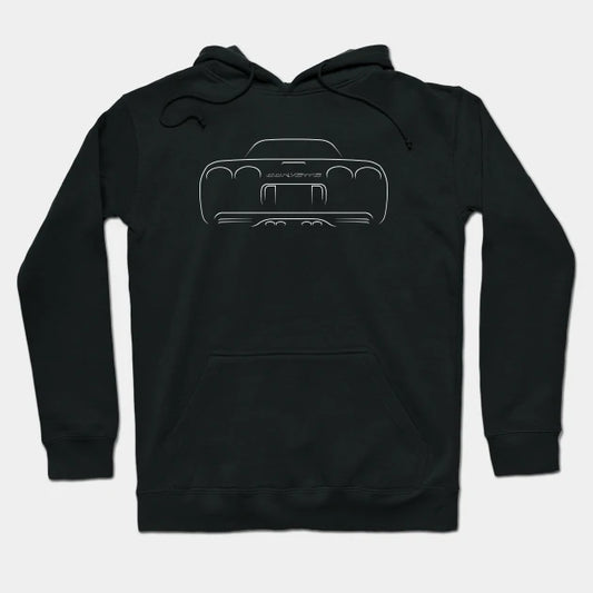 Chevrolet Corvette C5 Z06 - Rear Stencil, White Hoodie