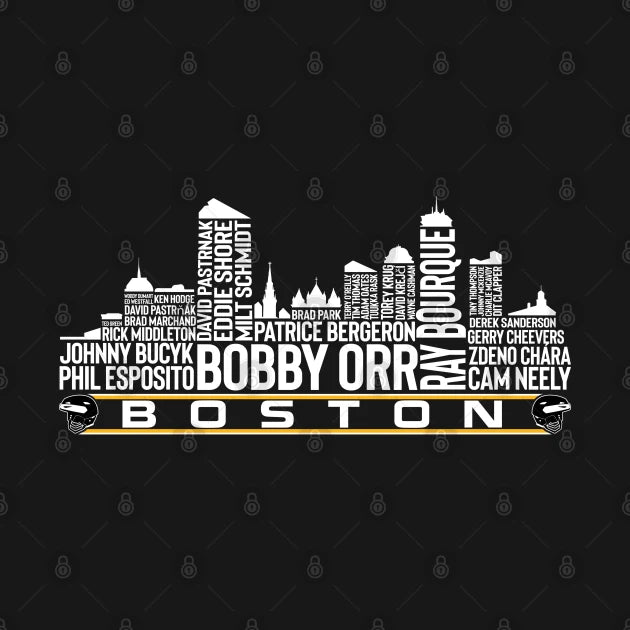 Boston Hockey Team All Time Legends, Boston City Skyline Hoodie