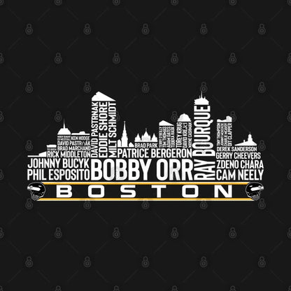 Boston Hockey Team All Time Legends, Boston City Skyline Hoodie