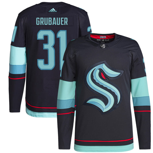 Philipp Grubauer Seattle Kraken Home Authentic Primegreen Player Jersey - Navy