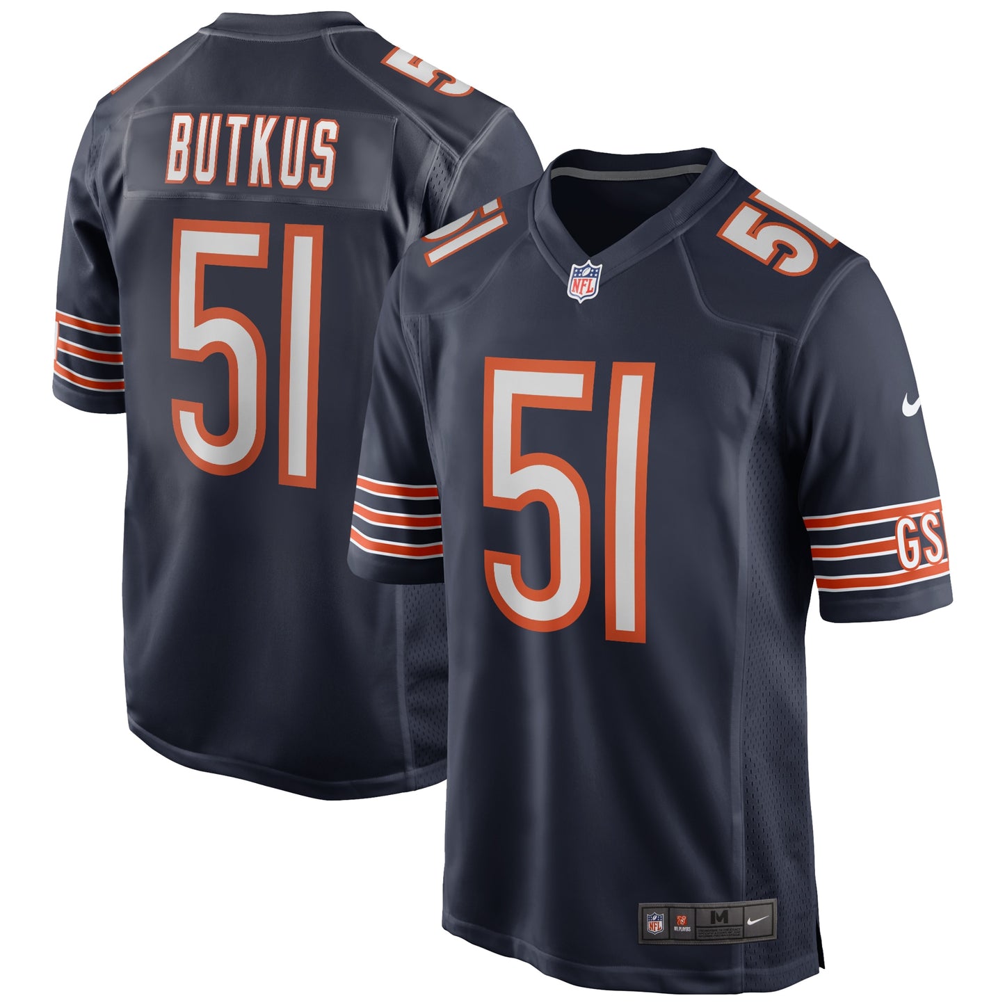 Dick Butkus Chicago Bears Game Retired Player Jersey - Navy