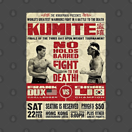Bloodsport Poster Kumite Frank Dux Vs Chong Li T-Shirt