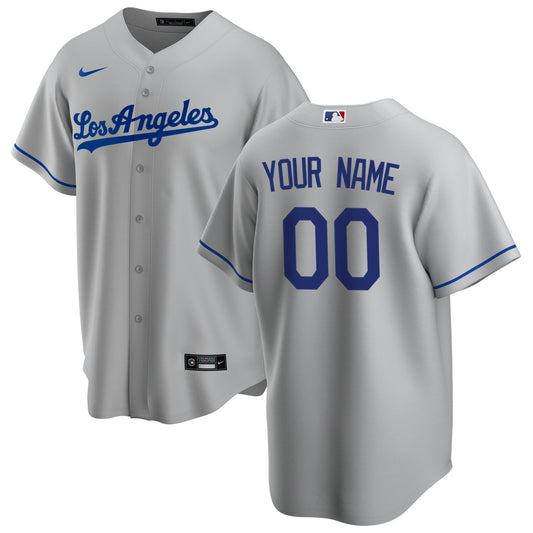 Los Angeles Dodgers Road Replica Custom Jersey - Gray