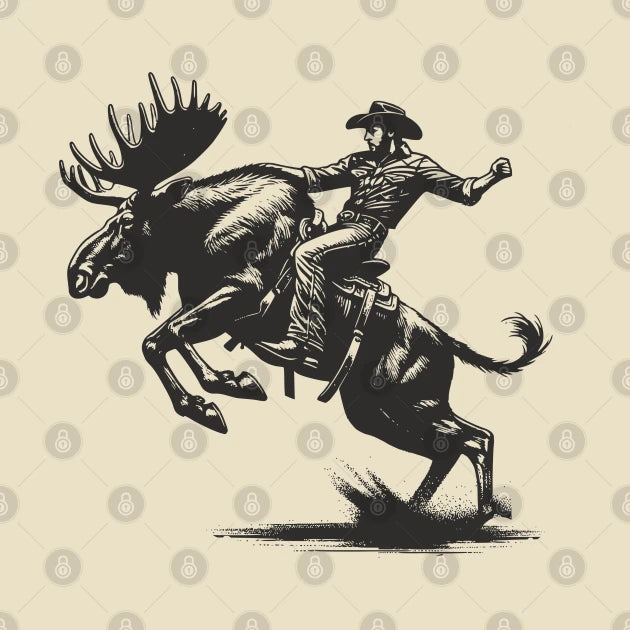 Moose Rodeo Rider - Elk Cowboy - Rodeo T-Shirt