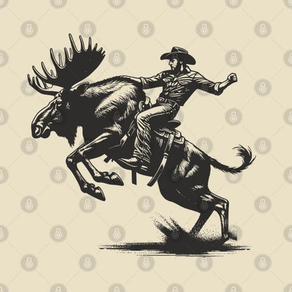 Moose Rodeo Rider - Elk Cowboy - Rodeo T-Shirt