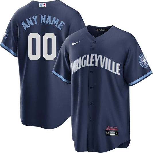 Custom Chicago Cubs City Connect Wrigleyville Men's Replica Jersey
