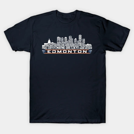 Edmonton Hockey Team All Time Legends, Edmonton City Skyline T-Shirt