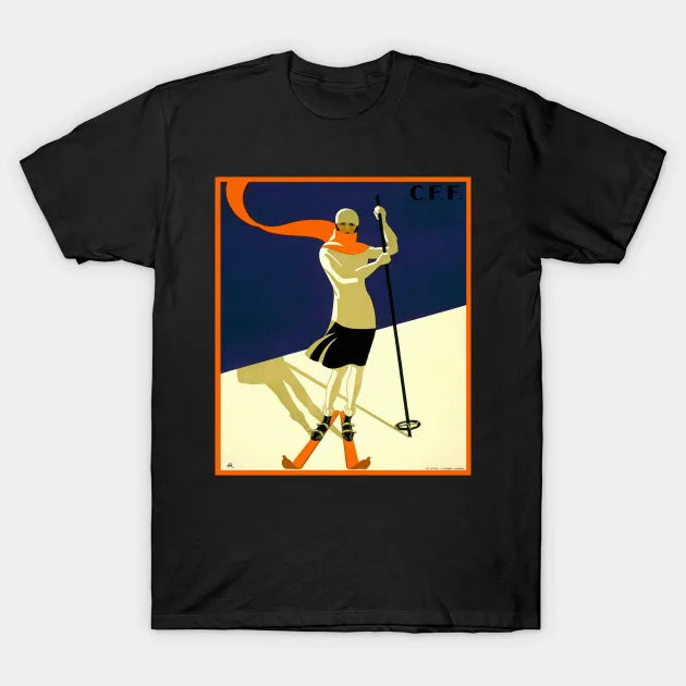 Vintage Swiss Alps Ski Art T-Shirt