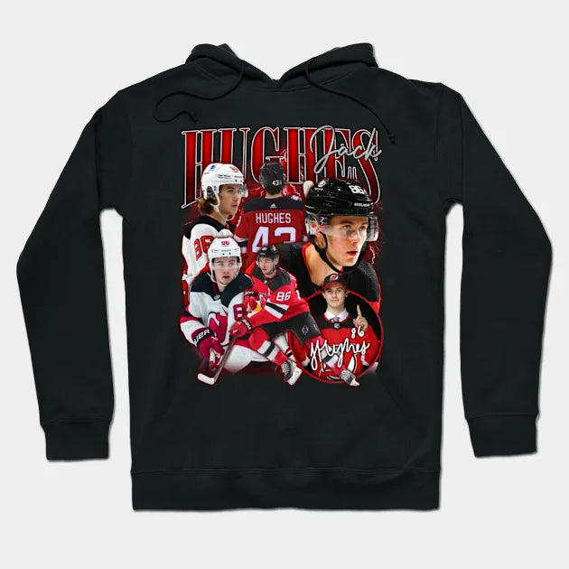 Jack Hughes Hockey Retro Bootleg Retro Bootleg Hoodie