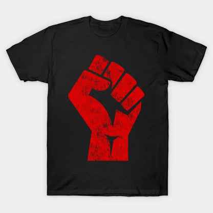 Big Red Raised Fist Salute Of Unity Solidarity Resistance T-Shirt