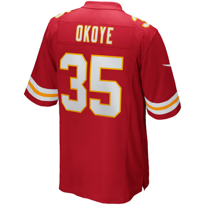 Christian Okoye Kansas City Chiefs Game Retired Player Jersey - Red