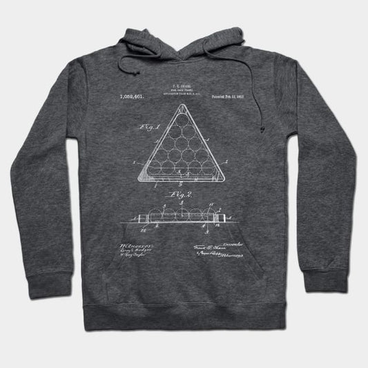 Pool Patent - Billiards Art - Antique Hoodie